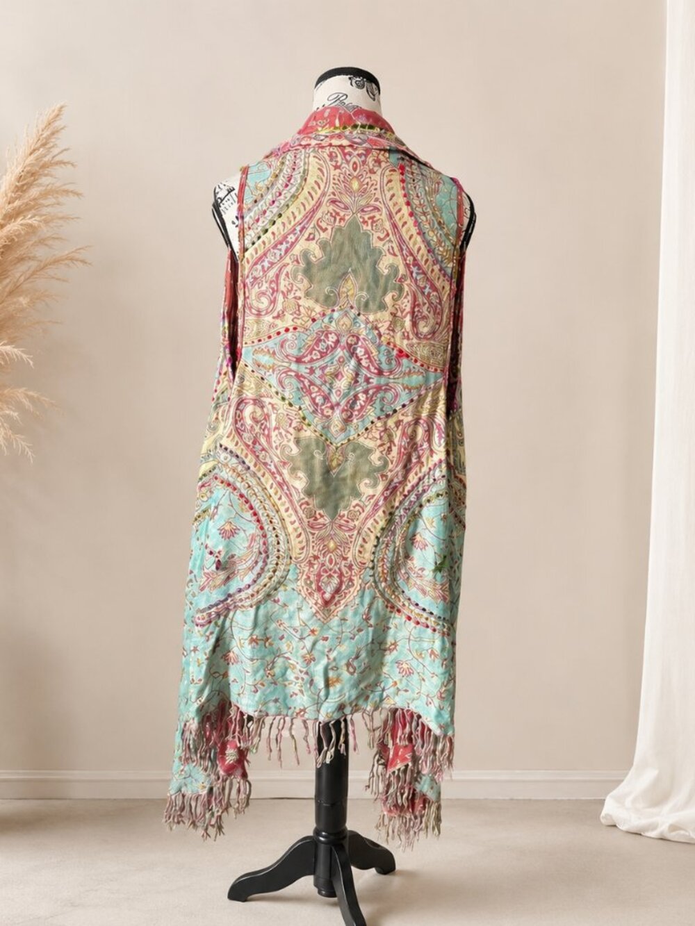 Boho Reversible Sleeveless Kimono Vest - Picture 2 of 7